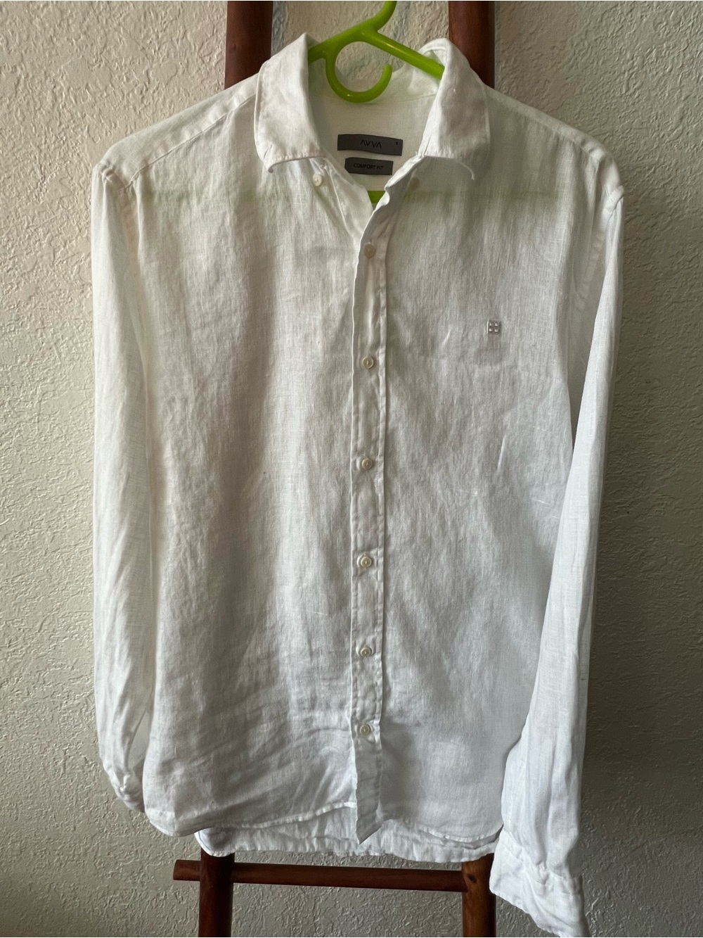 Avva White Linen Button-Down Shirt
